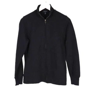 Size XS LANDS END Dark Blue Navy Zip Sweater Cardigan Collared Pre-Owned - Picture 1 of 9