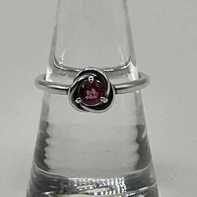 Pandora Moments October Pink Sterling Eternity Circle Ring Size 6.75 2.3g - Image 1 of 4