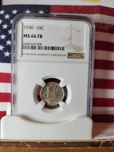1940-P Mercury Dime **NGC** MS 66 FB ((Blast White)) Full Split Bands - Picture 1 of 4