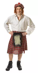 ADULT SCOTTISH SCOTS BURNS NIGHT KILT PLUS TAM O SHANTER STAG OUTFIT FANCY DRESS - Picture 1 of 1
