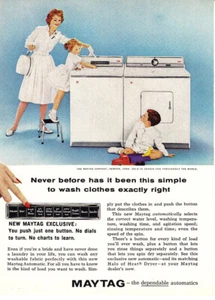 1960 Maytag Washer Dryer: Simple to Wash Clothes Vintage Print Ad - Picture 1 of 1