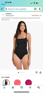 La Blanca Women's One Piece Swimsuit Island Goddess Shirred Side XS Black - Picture 1 of 7