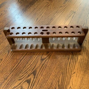 Vintage MCM Solid Walnut 24 Pipe Rack Stand Display Excellent Condition DUK-IT - Picture 1 of 8