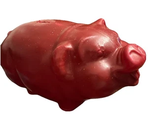 Large 12x7” Red Plastic Piggy Bank Vintage Plastic - Picture 1 of 6