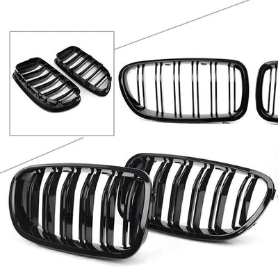 Painted Glossy Black Front Grille Kidney For BMW 5-Series F10 F11 2016 M5 528i - Изображение 1 из 4