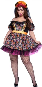 Mujer 2 Piezas Caléndula Catrina, Día de Muertos, Talla 1X-2X - Imagen 1 de 7