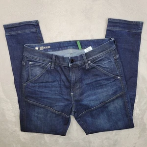 G-Star RAW Jeans Mens 33x30 Blue Skinny 5620 3D Zip Knee Denim Moto Pants - Picture 1 of 12