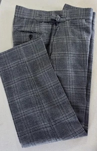 Pantalón Tom Ford Hombre 32x29 Gris/Marrón Príncipe de Gales Lana Tweed Ajustadores Laterales Usado en Excelente Condición - Imagen 1 de 6