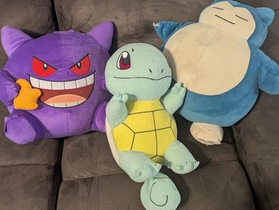 Big pokemon plush lot x3 Gengar, Snorlax, Squirtle jumbo lot - Image 1 of 4
