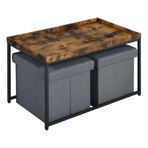 Lilola Home Engineered Wood 3PC Coffee Table Set w/Raised Edges in Weathered Oak - Picture 1 of 7