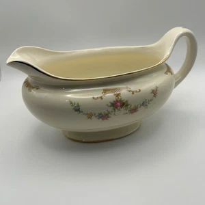 Homer Laughlin Eggshell Nautilus USA Gravy Boat Gold trim K50N5 Vintage Serving - Picture 1 of 7