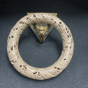 Antigua China Tíbet Plata Tallada Dragón y Fénix Pulsera Colección Regalo 61 MM - Imagen 1 de 8