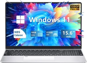 Notebook 15,6" FHD, 16 GB RAM, 512 GB SSD, Celeron N95, Windows 11 - Zdjęcie 1 z 12