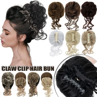 US Peine Desordenado Bollo Updo Clip en Pieza de Pelo Extensiones Moño Rizado con Cola de Caballo Foto 1 de 4