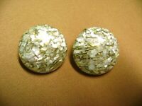 green gold and MOP glitter Lucite confetti rare style clip on earrings button covers Pink
