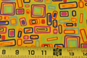 By 1/2 Yd, Bright Colorful Abstract on Gold Cotton, Moda, Tuttle & Brawner, V372 - Picture 1 of 7