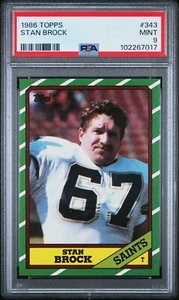 1986 TOPPS #343 STAN BROCK PSA 9 MINT POP 62 ONLY 19 HIGHER NEW ORLEANS SAINTS - Picture 1 of 2