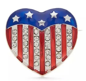 Heart Flag Brooch Pin Patriotic Red White Blue Stars Stripes USA 4th of July NEW - Picture 1 of 3