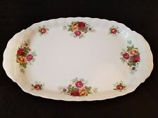 VTG CRYSTAL CLEAR Fine Porcelain Made In Poland 13" Oval Platter w/ Rose Design
