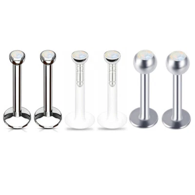 6pc Opalite Labret Ring Monroe Lip 6-12mm Bar Flat Back Tragus Ear Stud Piercing Foto 1 de 4