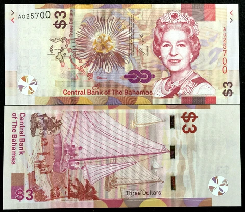 BAHAMAS 3 Dollars Year 2019 Banknote World Paper Money UNC Cover