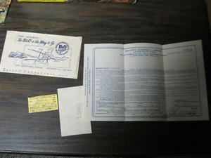 B & O RR Ticket Holder / sleeve With 2 Tickets Chicago to Oakland 1947 w/ insur. - Picture 1 of 4