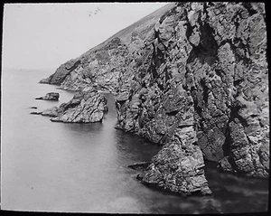 Glass Magic Lantern Slide ROCK FRESHWATER BAY C1890 PHOTO ISLE OF MAN - Picture 1 of 2