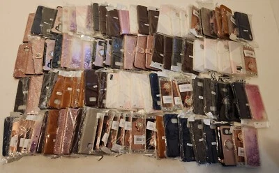 Bulk Wholesale Lot of 100 Mixed Cell Phone Cases And Wallets - Image 1 of 4