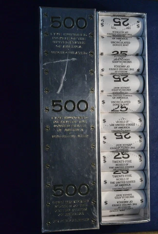 2006 D Factory Box Jefferson Nickels 500 Uncirculated Coins in Rolls Cover
