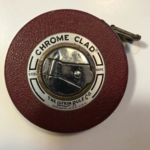 Vintage Maßband The Lufkin Rule Co. Stahl 50 Fuß verchromt Vorfach funktioniert - Bild 1 von 9