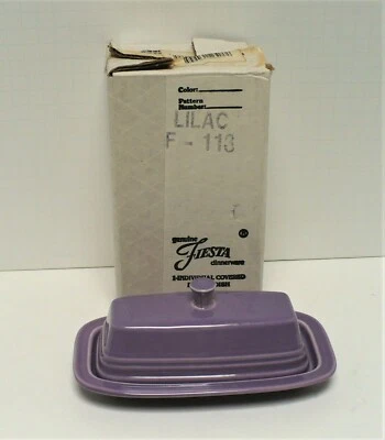 HOMER LAUGLIN CHINA FIESTA LILAC COVERED BUTTER DISH Factory Box: New 1995 Original Stock REDUCED!