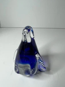 Klar Kobaltblau Mundgeblasen Glas Pinguin Figur Briefbeschwerer Niedlich - Bild 1 von 9