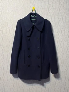 Polo Ralph Lauren cappotto vintage donna blu scuro doppio lana taglia M - Foto 1 di 13