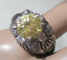 Yellow Cubic Zirconia Stone Silver Ring with Canary
