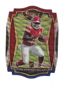 Tarjeta de fútbol novato Prizm Clyde Edwards-Helaire 2020 tricolor troquelada - Imagen 1 de 2