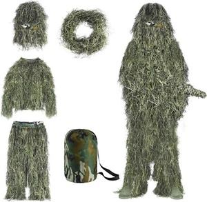 3D Ghillie Suit Woodland Dschungel Tarnanzug Kleidung Camo Camouflage Jagd Jacke - Bild 1 von 24