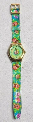 Reloj Michal Negrin Cuarzo Hermosas Flores Banda Plástico Israel Foto 1 de 4