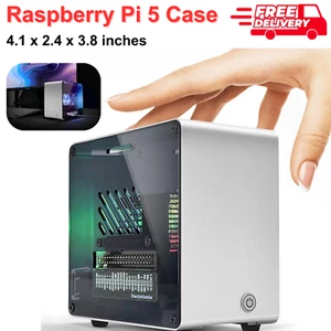 Raspberry Pi 5 Aluminum Case Mini Tower Case Cooling Fan & Color-Changing Light - Picture 1 of 10