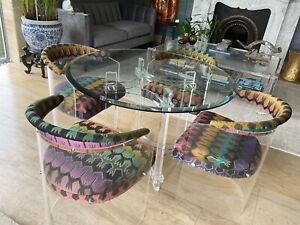 Charles Hollis Jones Lucite Chairs (4) Missoni Home Upholstery