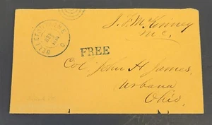 1834 Bellefontaine Urbana Ohio briefmarkenloser Umschlag - J. James J.L.McKinney ~ T269B - Bild 1 von 3