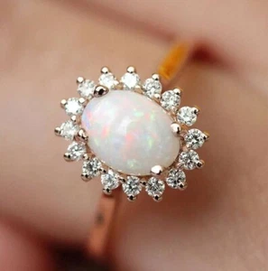 Anillo Victoria ópalo y topacio oro rosa 18 sobre cobre puro. Ajustes de 4 garras. - Imagen 1 de 18