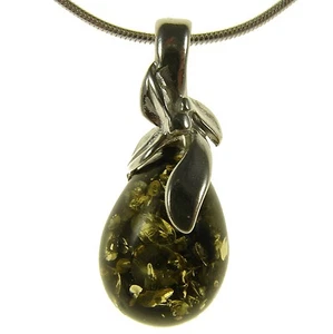 Ciondolo pendente donna in ambra naturale baltica e argento 925 (senza catena) - Foto 1 di 1