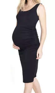 ISABEL Maternity Black Ruched Body Con Sundress NWT Size M - Picture 1 of 7