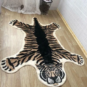 Tiger Faux Cow Hide Print Area Rug Skin Mat Leather Animal Home Carpet 59x70.8in