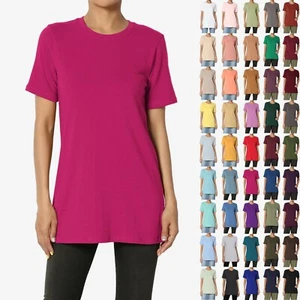 T-shirt maglietta TheMogan donna basic cotone span girocollo vestibilità rilassata lunghezza tunica - Foto 1 di 284