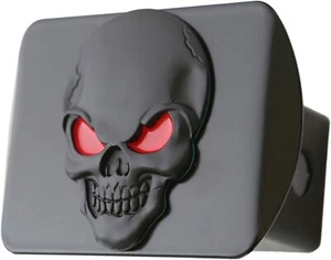 eVerHitch 100% Metal Skull 3D Emblem Hitch Cover Fits 2" Receivers Red on Black - Picture 1 of 5