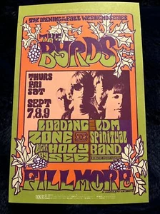 Postal artística vintage de The Byrds Loading Zone Bill Graham Fillmore 1967 - Imagen 1 de 3