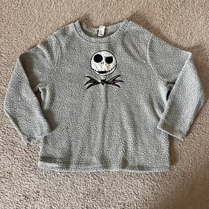 Disney Nightmare Before Christmas Gray Sherpa Sweatshirt - Picture 1 of 3