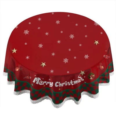 Mantel Redondo 60 Pulgadas - Mantel Rojo Navidad Encaje para 24 a 48 Pulgadas K... Foto 1 de 4