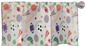 Cenefa de bolsillo de varilla de tela (18"x42") (sin cortinas) DEPORTES, DÍA DE CAMPO EN BLANCO, Keeco - Imagen 1 de 11